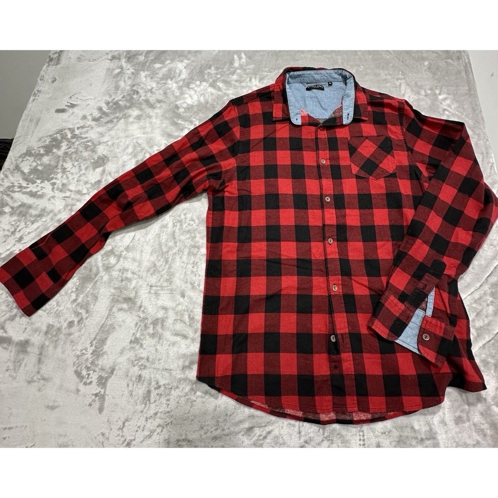Brave Soul London‎ Size XL Mens Red Plaid Flannel Long Sleeve Shirt Outdoor EUC